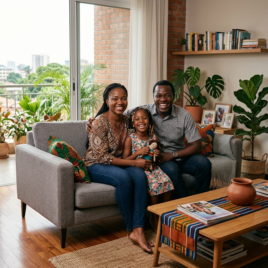 Famille heureuse utilisant 242Konnect